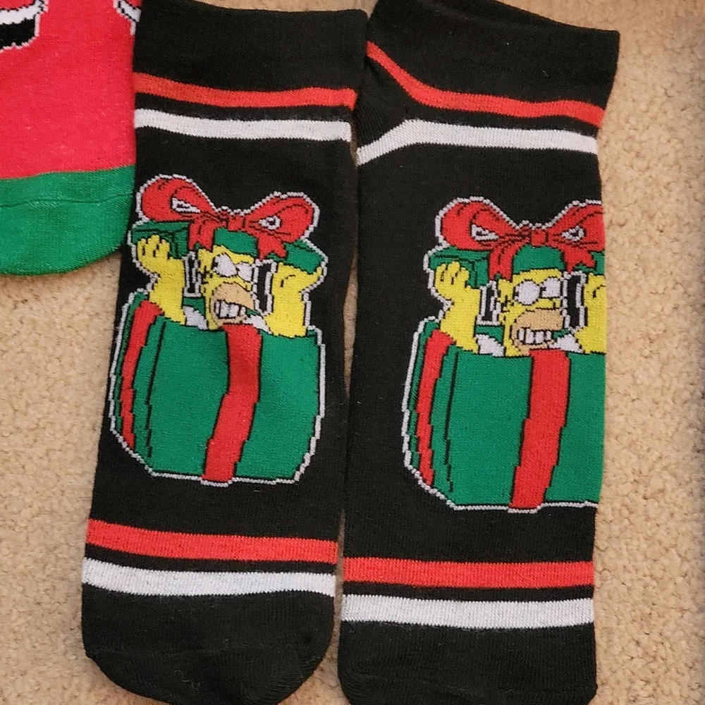 The Simpsons Set of 4 Pair Low Cut Socks Christmas NWOT